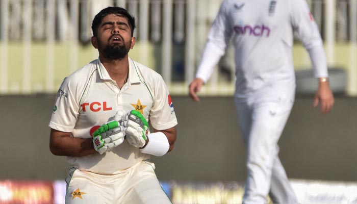 Babar Azam celebrates after scoring a century atPindi Cricket Stadium, Rawalpindi, Pakistan on December 3, 2022. — Reuters