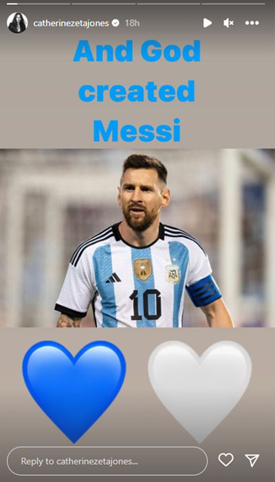 Catherine Zeta-Jones confesses love for Lionel Messi: ‘My husband’s fine with it’