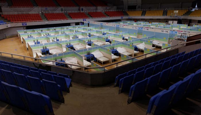 Beds are seen in a fever clinic that was set up in a sports area as coronavirus disease (COVID-19) outbreaks continue in Beijing, December 20, 2022. — Reuters