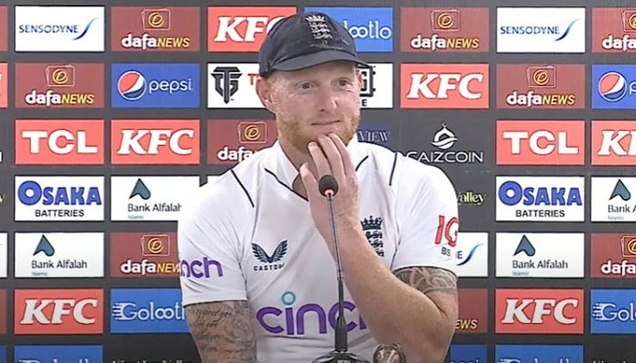 England skipper Ben Stokes speaking during a press conference in Karachi on December 20, 2022. — Provided by the reporter