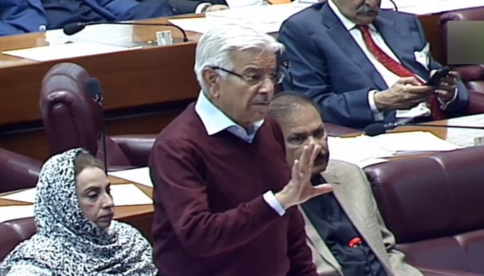 Khawaja Asif briefs NA on Bannu incident on December 20, 2022. — YouTube/PTVParliament