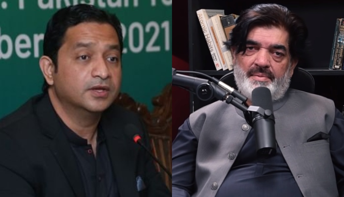 PTI MPA Khurram Sher Zaman and PTI leader Muhammad Ashraf Jabbar Qureshi. — Twitter/YouTube/Junaid Akram