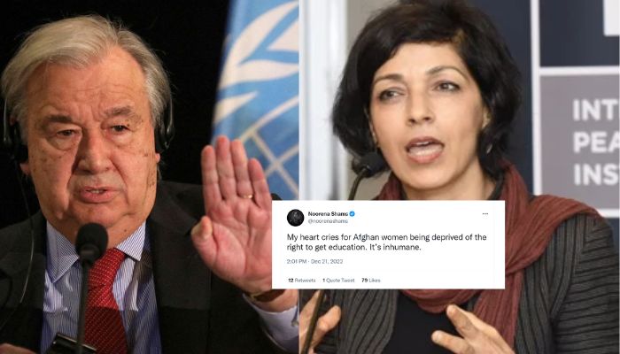 United Nations Secretary-General Antonio Guterres (left) and US special envoy Rina Amiri.— Reuters