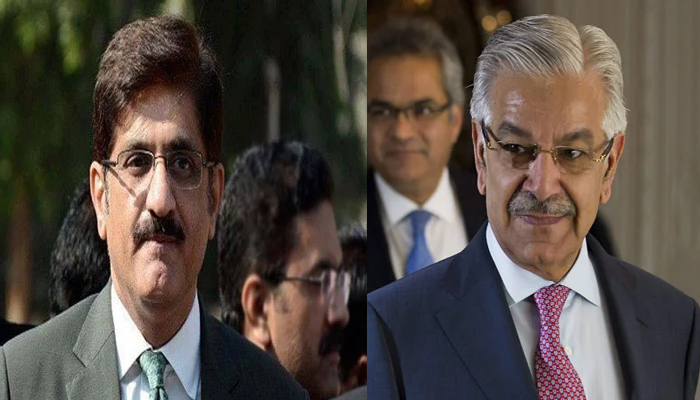 Sindh CM Murad Ali Shah (left) and Defence Minister Khawaja Asif. — APP