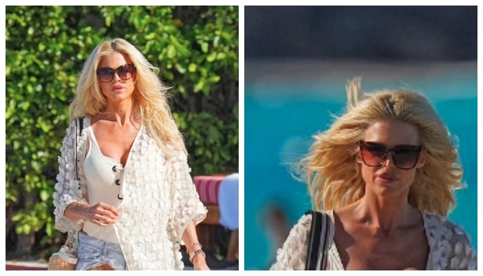 Victoria Silvstedt wows fans as she shows off curves in plunging swimsuit
