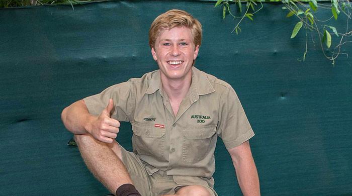Robert Irwin breaks down watching surprise message from late dad on