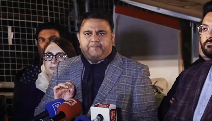 Fawad Chaudhry addresses the press conference in Lahore on December 23, 2022. — YouTube/GeoNewsLive