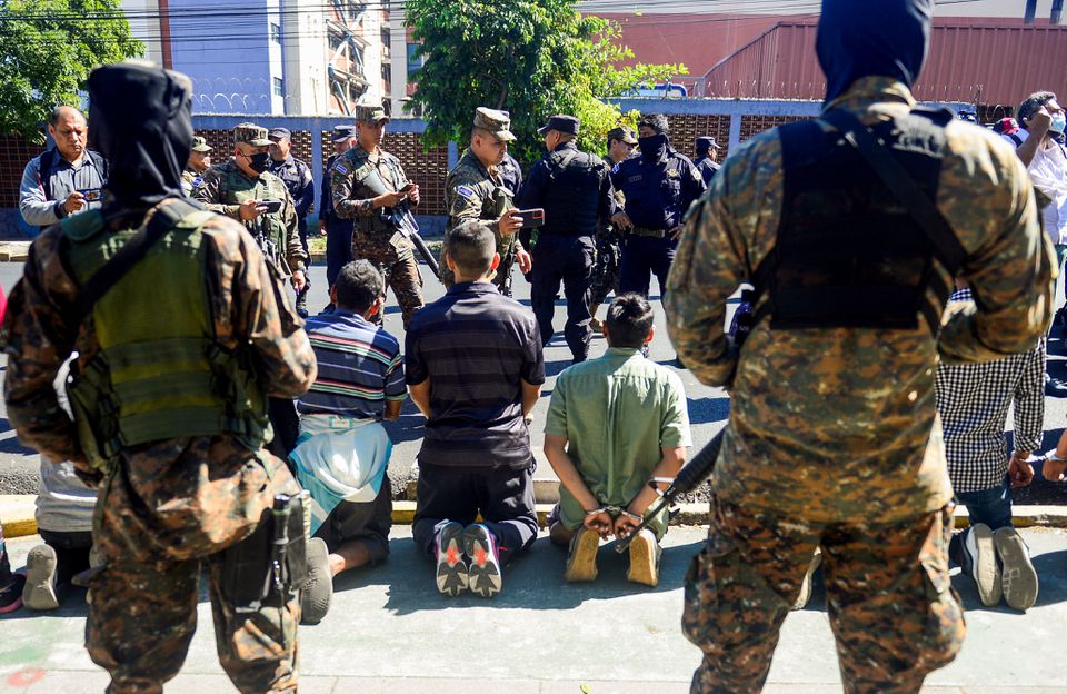 Members of the security forces kick off Christmas Eve with a military operation against drug traffickers where they detained suspected criminals in El Salvadors capital, according to government information as part of the countrys controversial attempt to fight criminal gangs, in San Salvador, El Salvador December 24, 2022.— Reuters