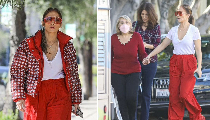 Jennifer Lopez deja boquiabiertos con un conjunto rojo mientras salía en Nochebuena