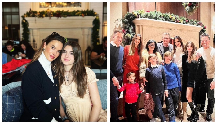 Alessandra Ambrosio enjoys Christmas Eve dinner with look-alike daughter