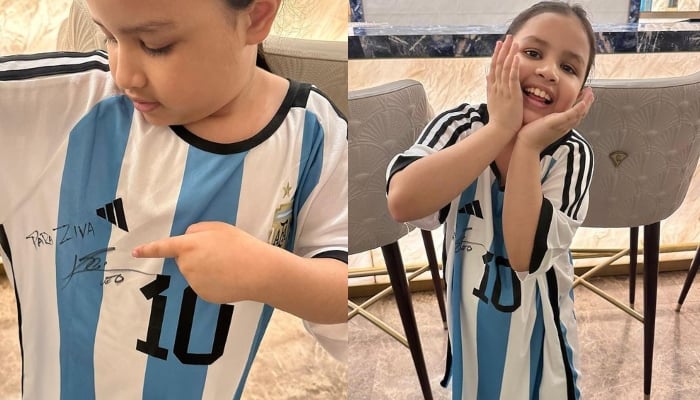 MS Dhoni's daughter receives signed jersey from Lionel Messi