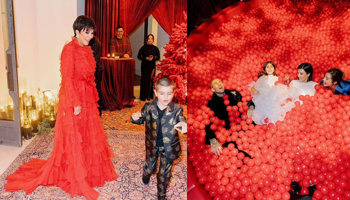 Kourtney Kardashian, Travis Barker exude couple goals at Christmas Eve party