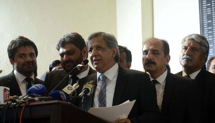 Law Minister Senator Azam Nazir Tarar addresses a ceremony organised by Lahore High Court Bar Association in this undated photo. PPI/File