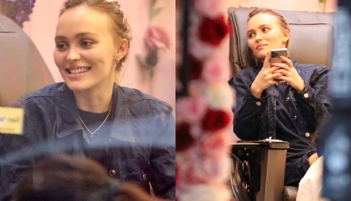Lily-Rose Depp looks appealing in denim on a relaxing day out with friends