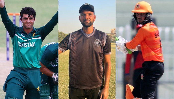 Pakistan players Haseebullah Khan (from left to right), Ihsanullah and Saim Ayub. — Twitter/PCB