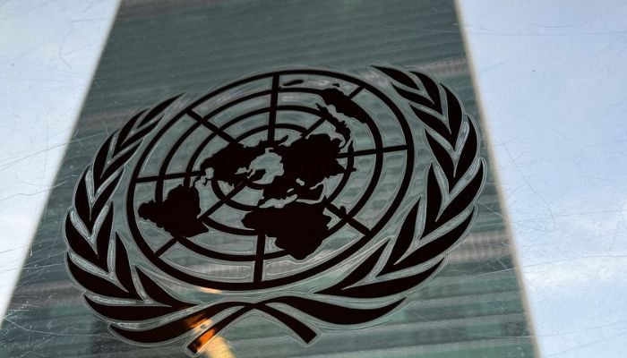 The United Nations headquarters building is pictured with a UN logo in the Manhattan borough of New York City, New York, U.S., March 1, 2022.— Reuters