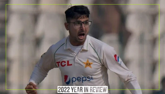 Abrar Ahmed celebrates after taking a wicket — AFP