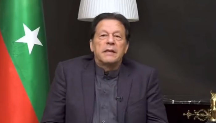 Imran Khan during a televised news conference. — @PTIofficial