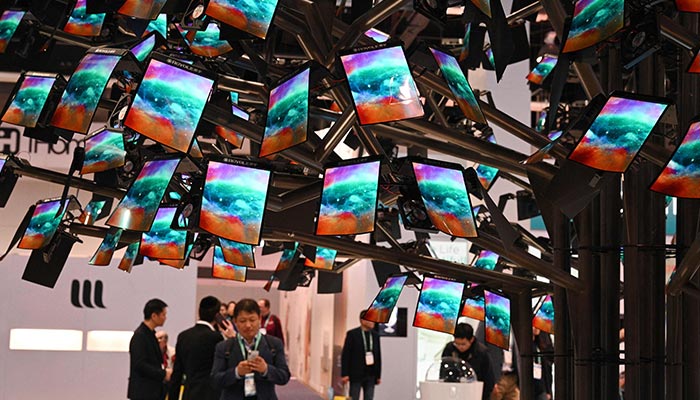 Royole FlexPai foldable smartphones are displayed at the 2020 Consumer Electronics Show (CES) in Las Vegas, Nevada on January 7, 2022. — AFP