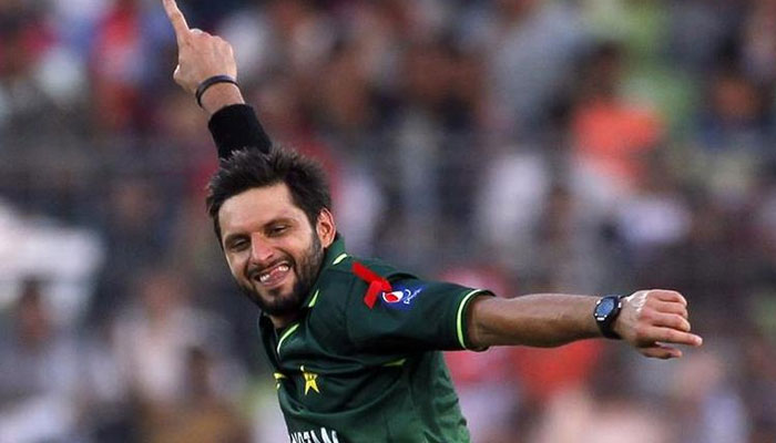 Pakistans captain Shahid Afridi celebrates after dismissing West Indies Ravi Rampaul during their Cricket World Cup 2011 quarter-final match in Dhaka March 23, 2011. — Reuters/File