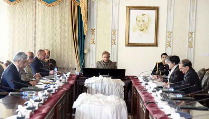 Prime Minister Shehbaz Sharif chairs a meeting regarding COVID-19 situation in the country. —APP