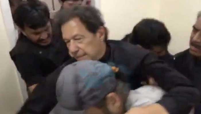 PTI chief Imran Khan arrived at hospital after attack during a long march in Wazirabad on November 3, 2022. — PPI