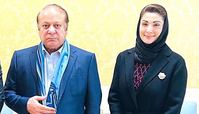 PML-N Supremo Nawaz Sharif and Senior Vice-President Maryam Nawaz Sharif. — INP