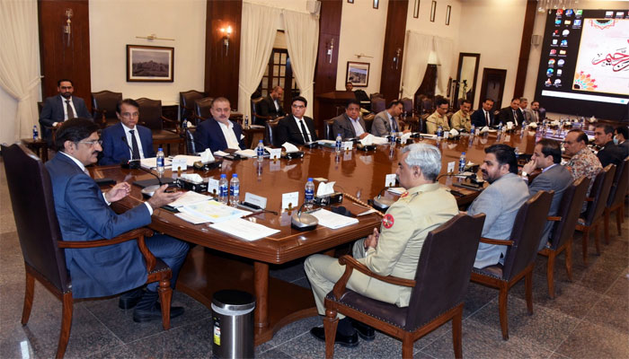 Sindh Chief Minister Syed Murad Ali Shah chairing 28th Apex Committee meeting at the CM House on January 5 2023. — CM House