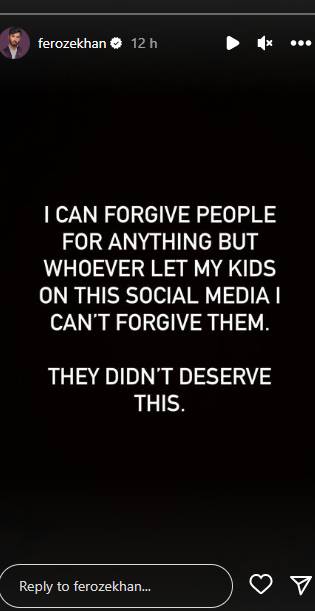 Feroze Khan not happy after his children photo goes viral