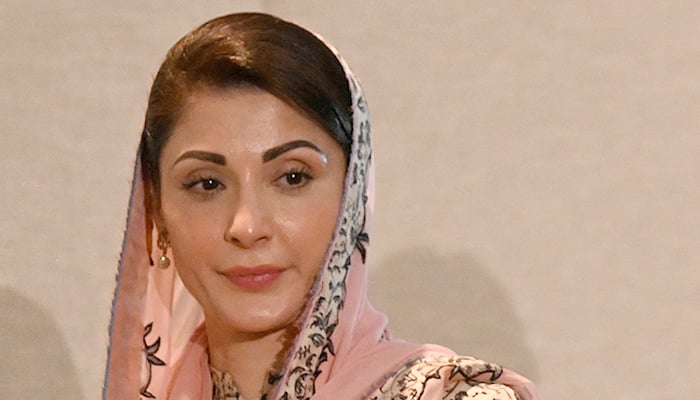 ُPML-N leader Maryam Nawaz arrives to address a press conference in Islamabad on July 25, 2022. — AFP