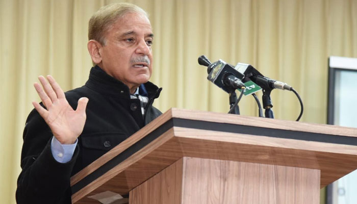 PM Shehbaz addressing the ceremony at the establishment of the Hazara Electric Supply Company, in Islamabad on January 6, 2023. PID