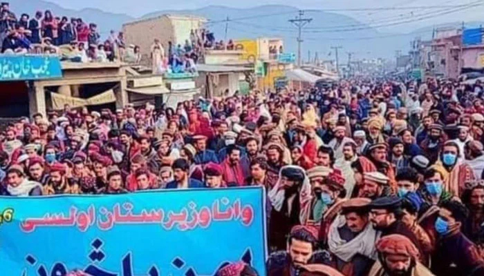 Citizens protesting against Talibanisation in Wana, Waziristan on January 6, 2023 — Twitter