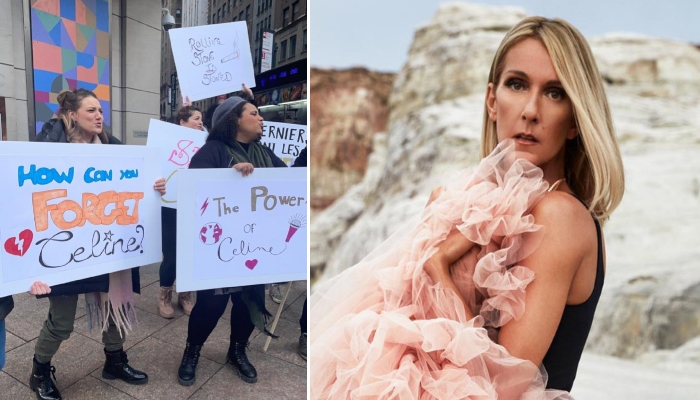 Furious Celine Dion fans protest outside Rolling Stone offices in NYC
