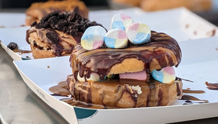 Marshmallow donuts displayed at Waffle House at Karachi Eat festival. — reporter