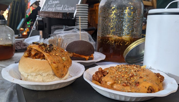 Dishes displayed outside a stall at Karachi Eat festival. — reporter