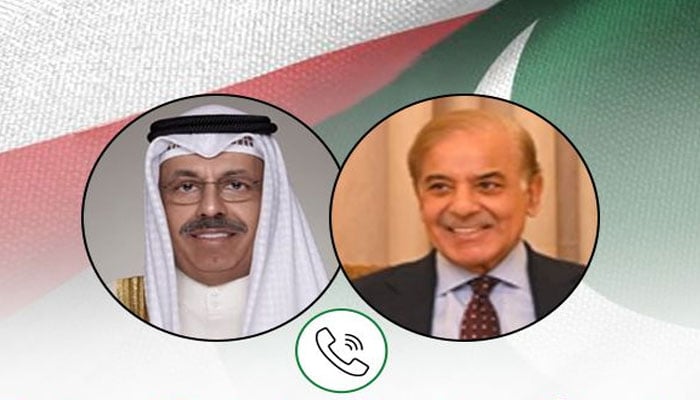 PM Shehbaz informs Kuwaiti counterpart Sheikh Ahmad Nawaf Al-Ahmad Al-Jaber Al-Sabah about the Geneva huddle. Twitter/GovtOfPakistan