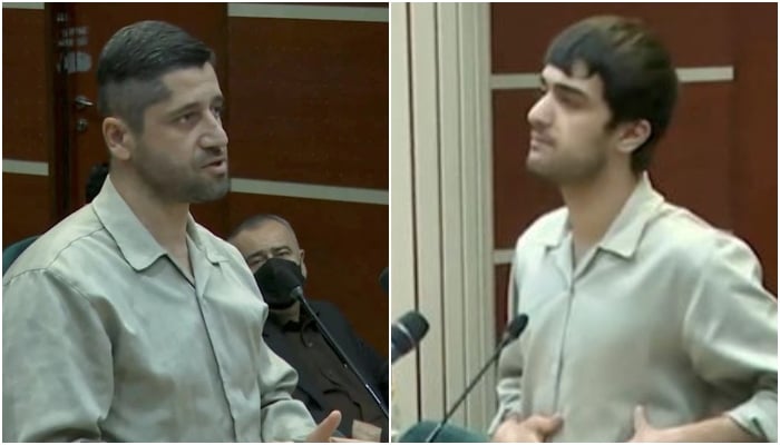 Seyyed Mohammad Hosseini (left) and Mohammad-Mehdi Karami speak in a courtroom before being executed. — Reuters