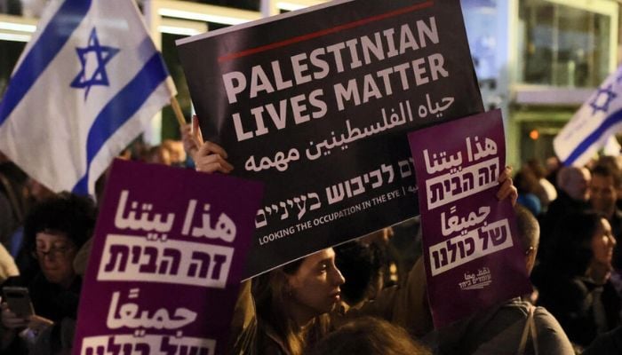 Israeli protesters demonstrate in Tel Aviv against the countrys new hard-right government.— AFP