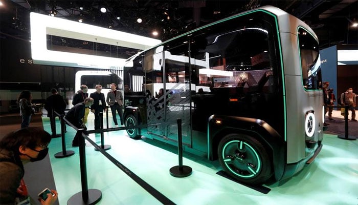 A Holon Mover, an autonomous-driving, 15-passenger electric vehicle is displayed during CES 2023, an annual consumer electronics trade show, in Las Vegas, Nevada. —  Reuters/File