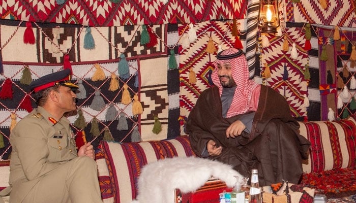 Chief of Army Staff General Syed Asim Munir with Saudi Crown Prince Mohammad bin Salman in AlUla. — Saudi Press Agency (SPA)