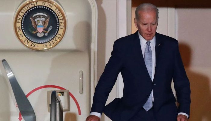 US President Joe Biden arrives at Felipe Angeles International Airport on the outskirts of Mexico City to attend the North American Leaders Summit, in Santa Lucia, Mexico January 8, 2023.— Reuters