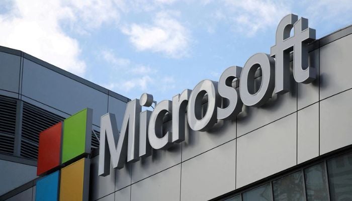 A Microsoft logo is seen in Los Angeles, California US November 7, 2017.— Reuters