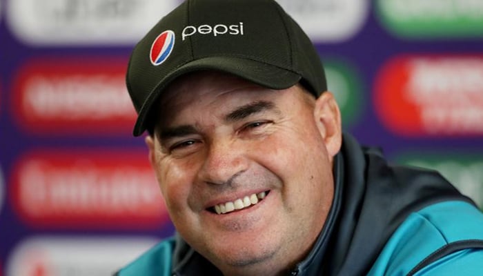 Pakistan coach Mickey Arthur during a press conference in Manchester on June 15, 2019. — Reuters