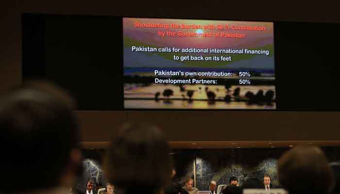 Prime Minister Shehbaz Sharif and other participants attend a summit on climate resilience in Pakistan, months after deadly floods in the country, at the United Nations, in Geneva, Switzerland, January 9, 2023. —Reuters