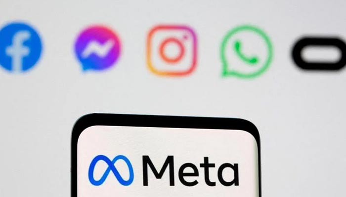 The picture shows a logo of Meta on a mobile phone. — Reuters