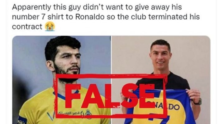Unggahan palsu mengklaim klub Saudi memecat pemain karena penolakan untuk memberikan nomor punggung 7 kepada Ronaldo