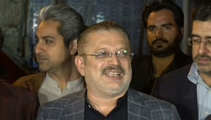 Sindh Information Minister Sharjeel Inam Memon addresses a press conference in Karachi on January 13, 2023. — YouTube/HumNewsLive