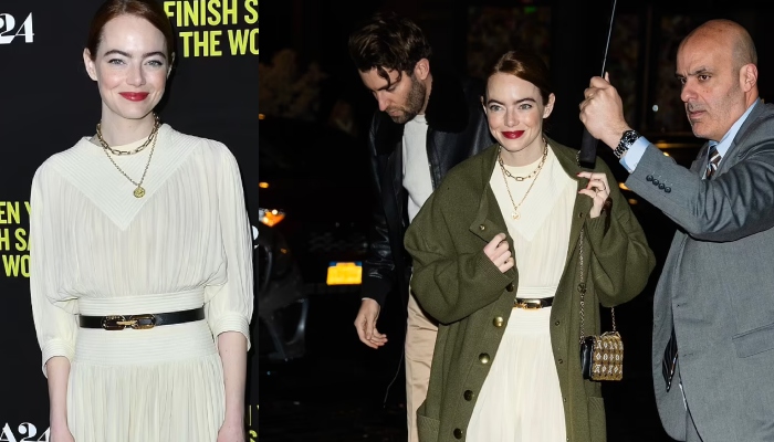 Emma Stone and husband Dave McCary snapped at the NYC screening of their co-produced film