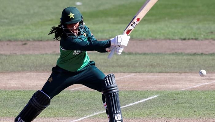 Sidra Amin plays during the 2022 Womens Cricket World Cup match between Pakistan and Bangladesh at Seddon Park in Hamilton. — AFP/Files