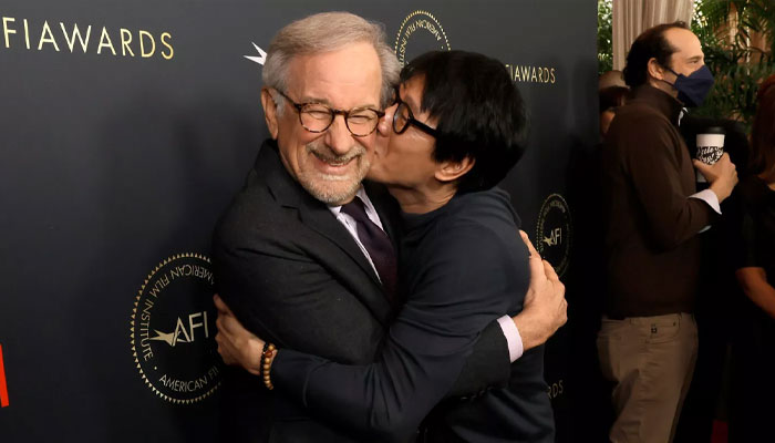 Steven Spielberg and Ke Huy Quan reconnect at ‘Indiana Jones’ red carpet